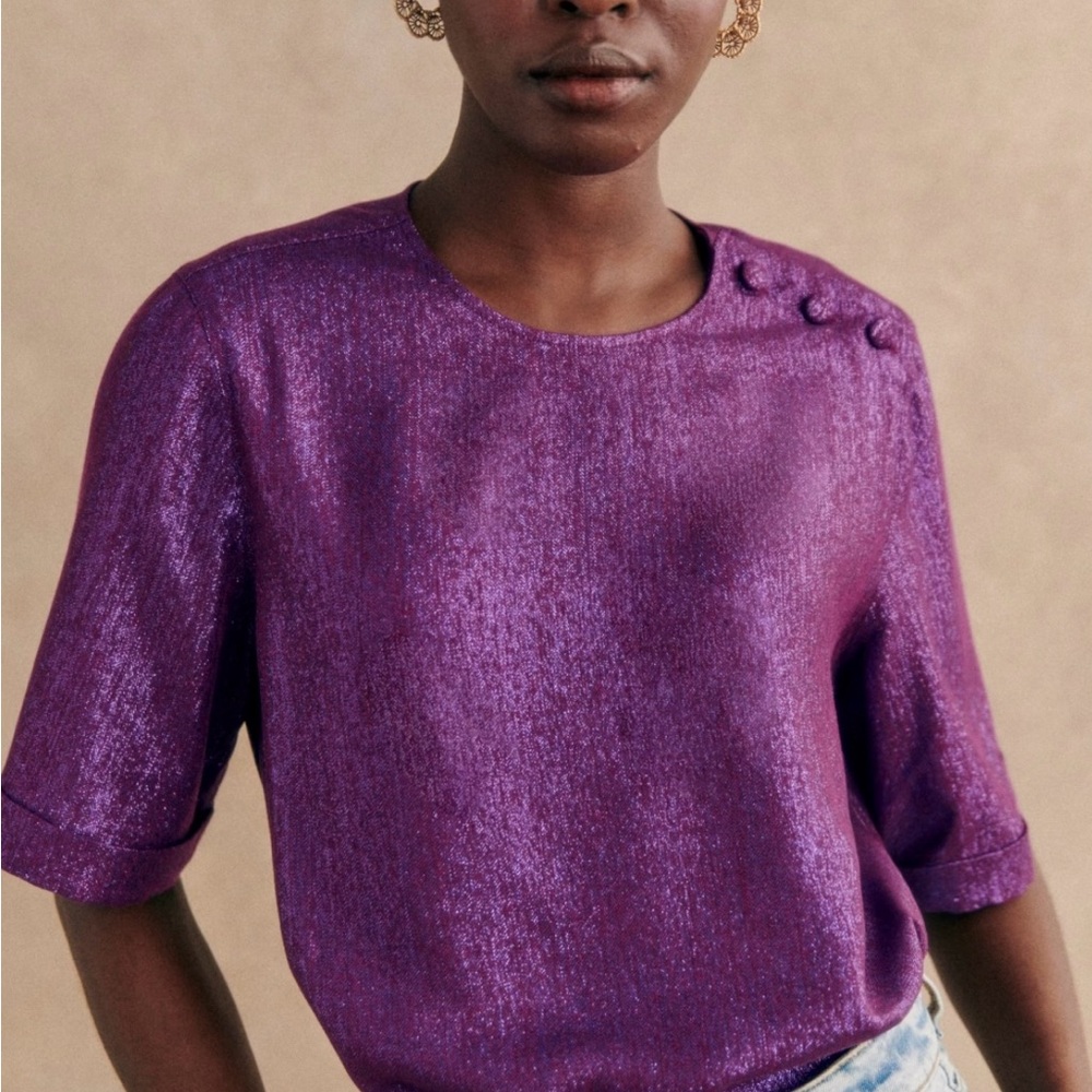 Sezane Tiberio Purple Shimmer Blouse